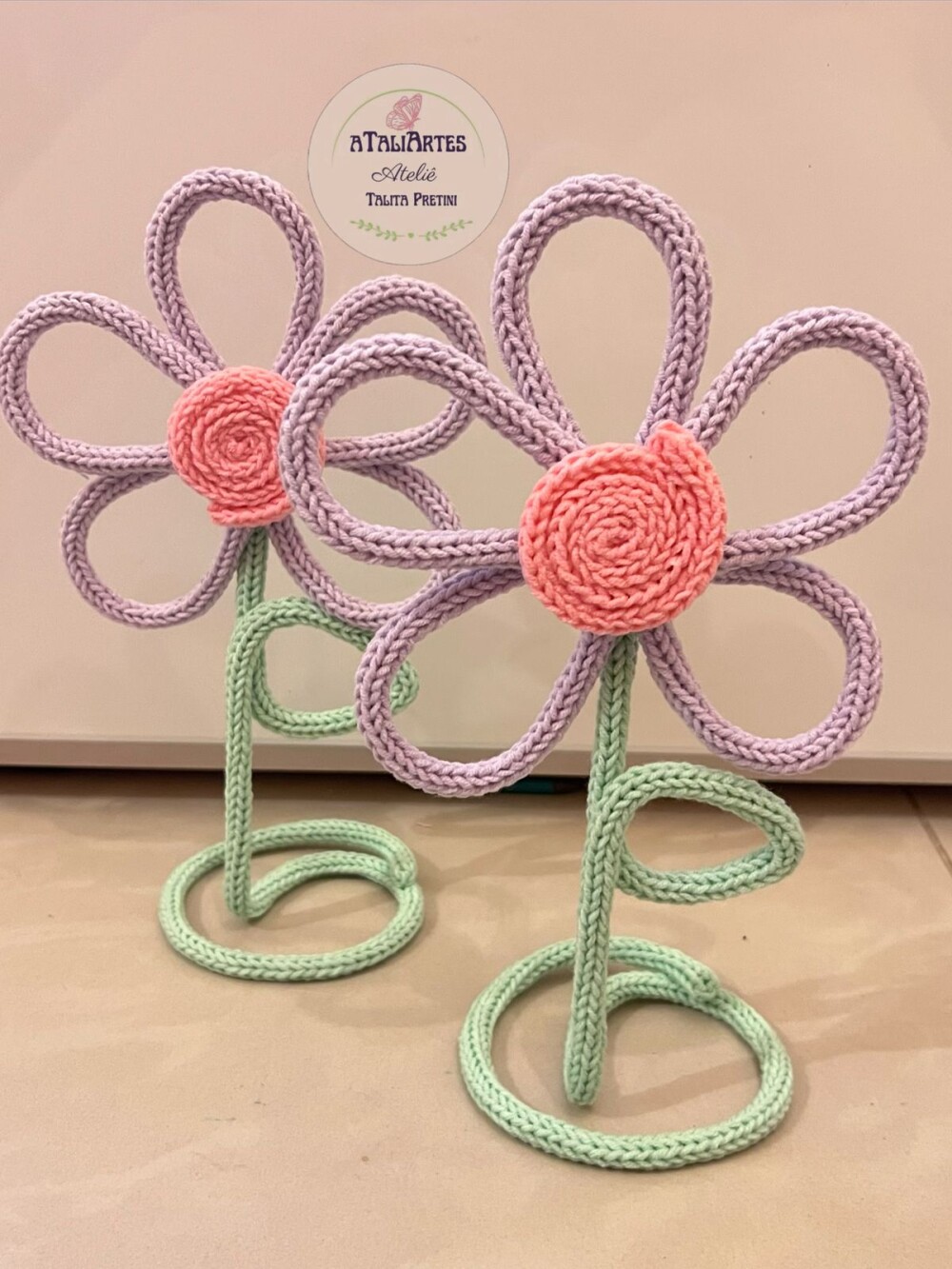 10 Unidades Centro de Mesa Flor / Margarida em Tricotin