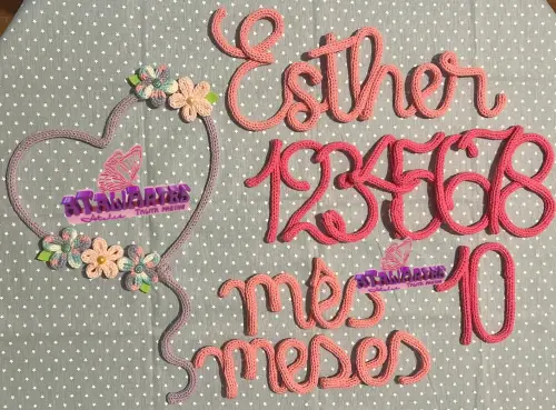 Kit mêsversário menina coração florido personalizado em trico