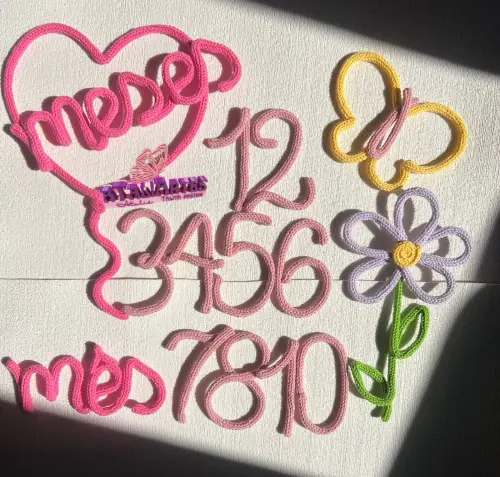 Kit Mêsversário Menina 03 Desenhos Personalizado Tricotin