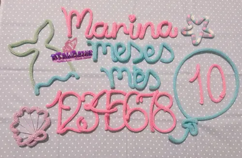 Kit Mêsversário Sereia + nome personalizado Tricotin