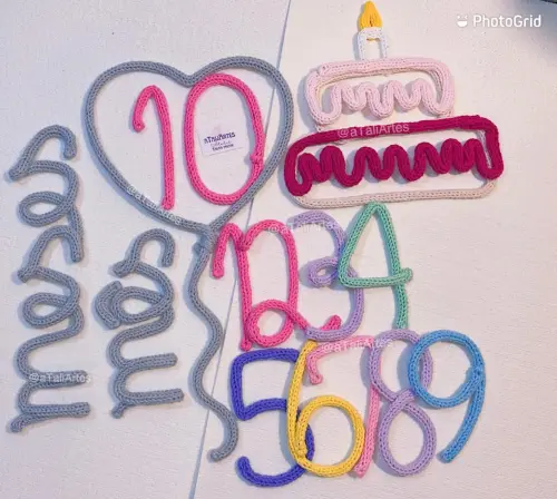 Kit Mêsversário Bolo + nome personalizado em Tricotin
