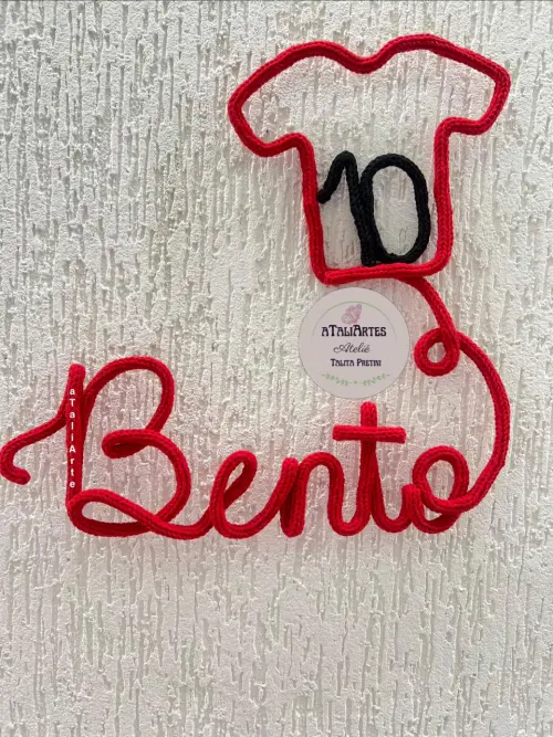 Porta maternidade Futebol Nome com Camisa 10 em Tricotin personal