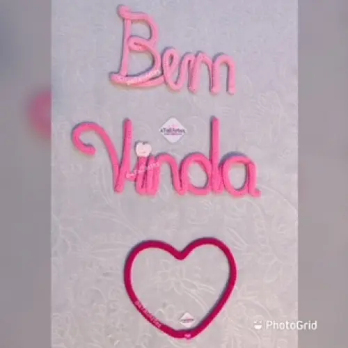 Bem Vinda decorativo personalizado em Tricotin