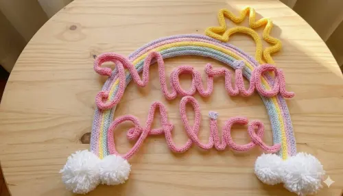 Porta Maternidade Arco-íris com Sol Tricotin