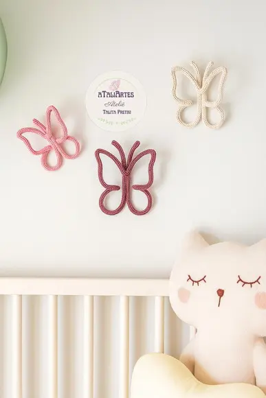 03 Unidades Borboleta Decorativa Personalizada em Tricotin