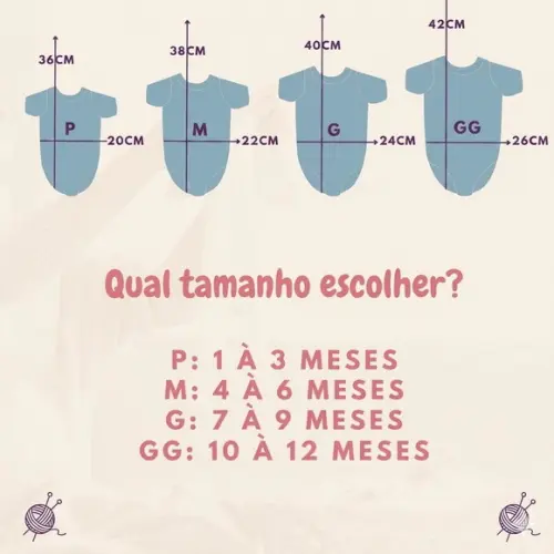 Body Mêsversário com Flores ou Laços de Tricotin