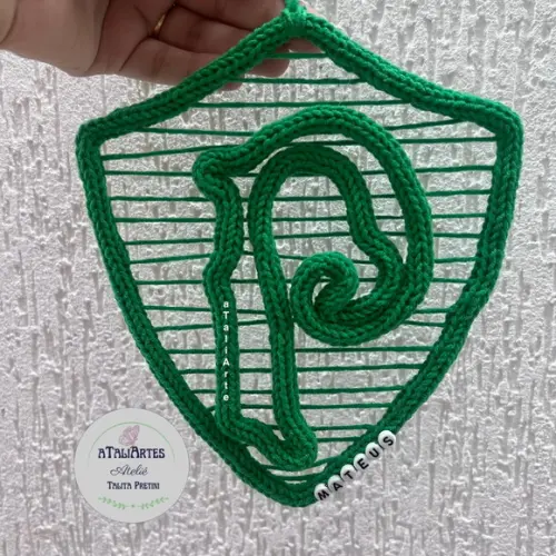 Escudo do Palmeiras Artesanal em Tricotin - Decor de Time