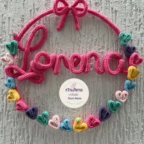 Guirlanda Corações Personalizados em Tricotin