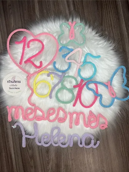 Kit Mêsversário Borboletas Personalizado Tricotin