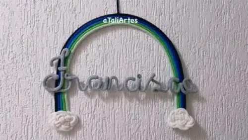 Porta Maternidade Arco-íris Menino Tricotin Personalizado