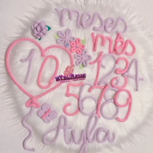 Kit Mêsversário Flores e Borboleta + Nome personalizado em Tric