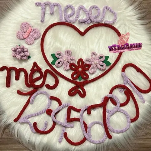 Kit Mêsversário Flores e Borboleta + Nome personalizado em Tric