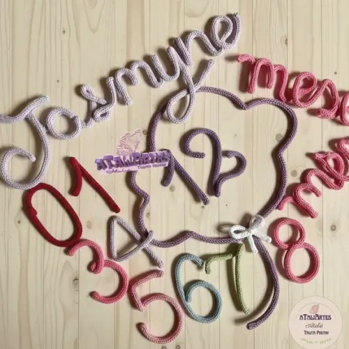 Kit Mêsversário Nuvem com Um Nome Personalizado em Tricotin