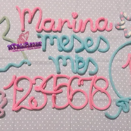 Kit Mêsversário Sereia + nome personalizado Tricotin