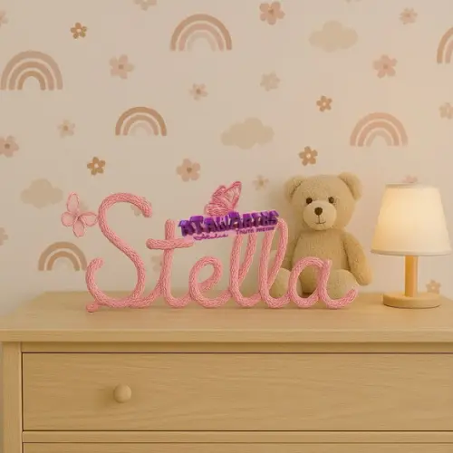 Nome Decorativo de Mesa Personalizado em Tricotin