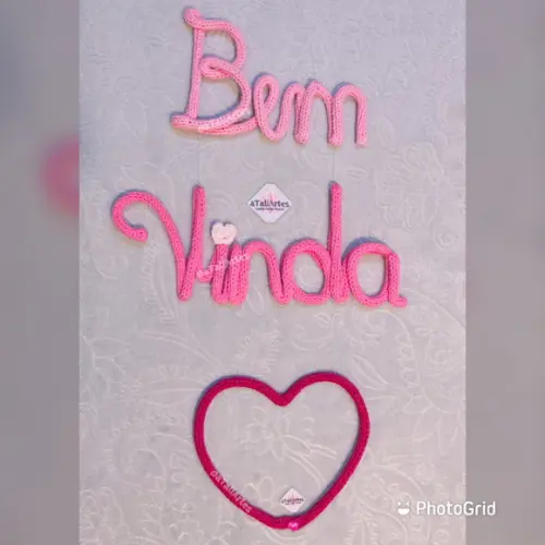 Bem Vinda decorativo personalizado em Tricotin