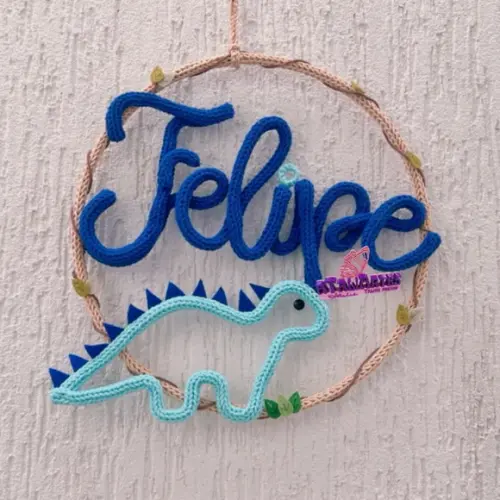 Porta Maternidade Dino Personalizado em Tricotin