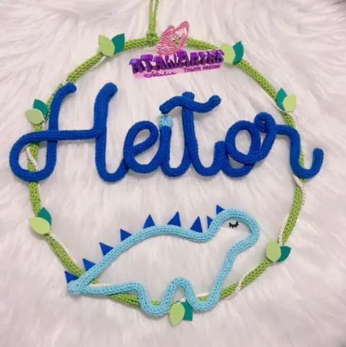 Porta Maternidade Dino Personalizado em Tricotin