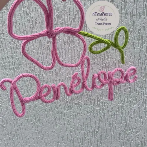 Porta Maternidade Flor Peônia Personalizada em Tricotin