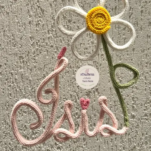 Porta Maternidade Flor Personalizada em Tricotin