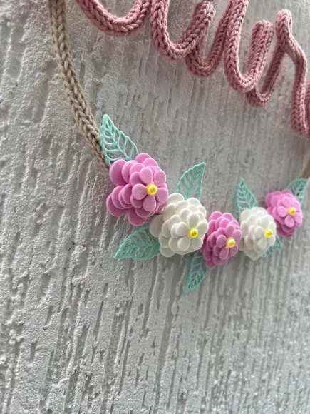 Porta Maternidade Laço com Flores de Eva Personalizados