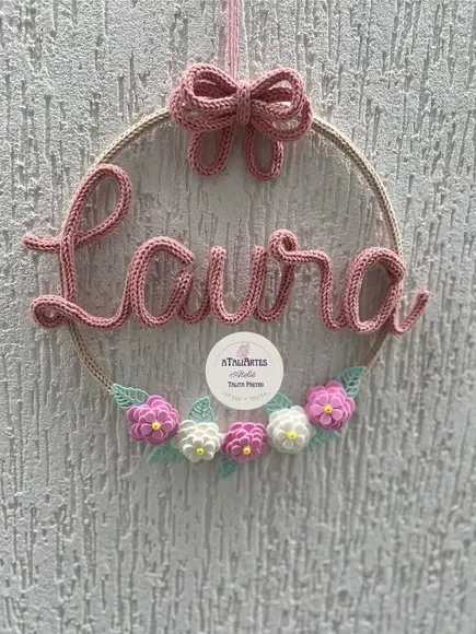 Porta Maternidade Laço com Flores de Eva Personalizados