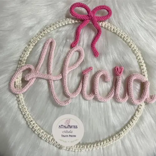 Porta Maternidade Laço Macramê com Tricotin Personalizado