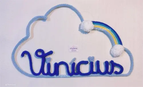 Porta Maternidade Menino Personalizado em Tricotin