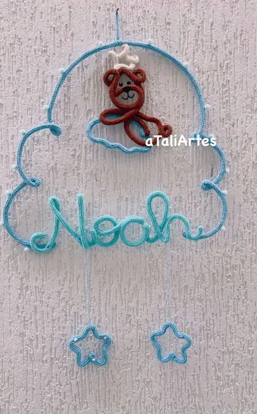 Porta Maternidade Nuvem Grande Personalizada Tricotin