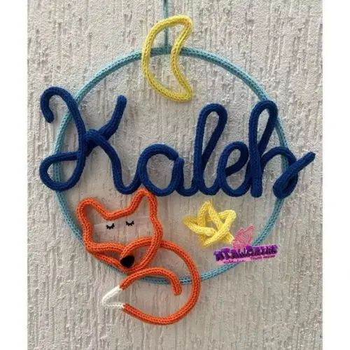 Porta Maternidade Raposinha Personalizada em Tricotin
