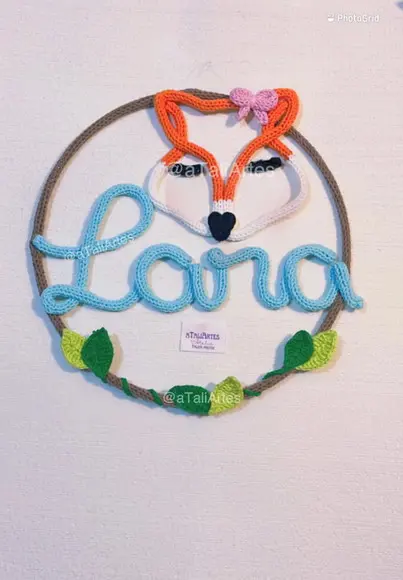 Porta Maternidade Raposinha Personalizada em Tricotin