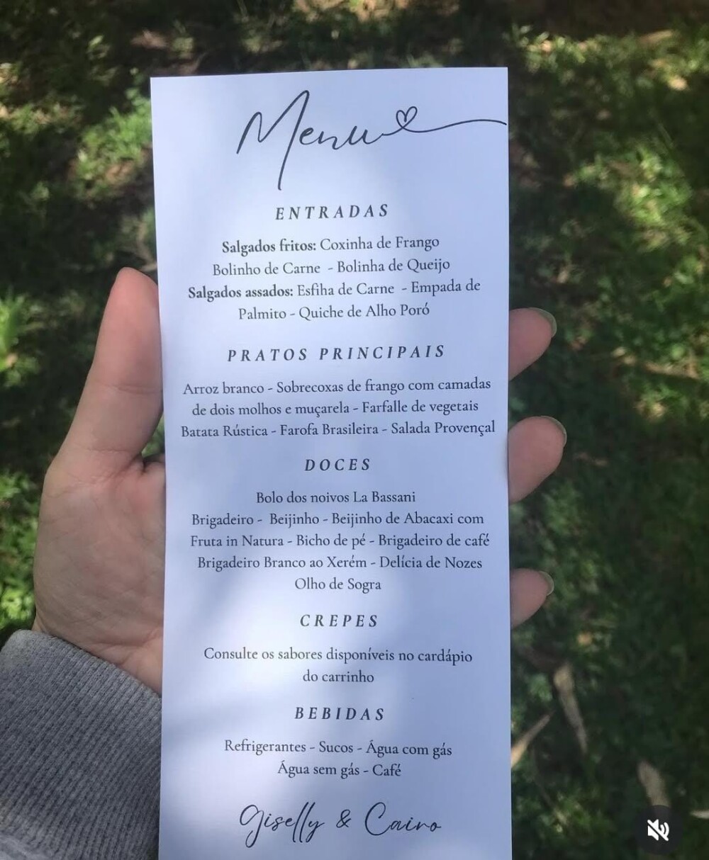 30 Menu Individual para Casamento, Aniversários