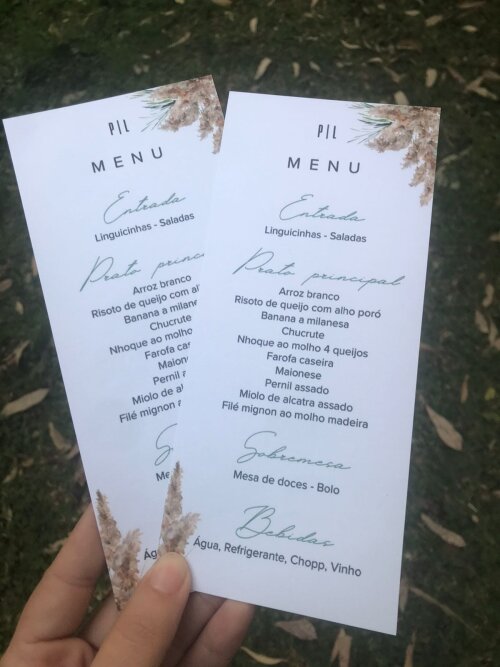 30 Menu Individual para Casamento, Aniversários