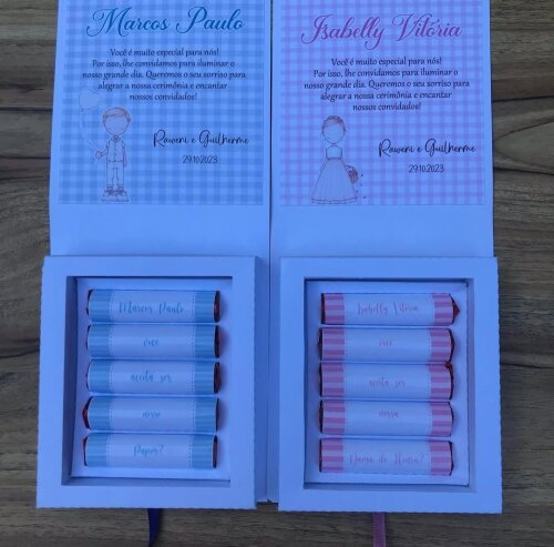 01 Convite para Pajem ou Daminha de Casamento - Caixa com batons