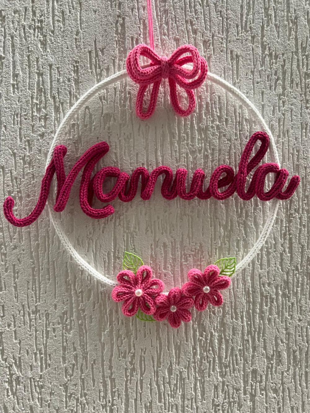 Enfeite de porta maternidade Laço com flores delicado e personal