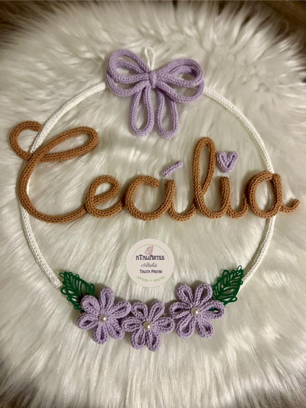 Enfeite de porta maternidade Laço com flores delicado e personal