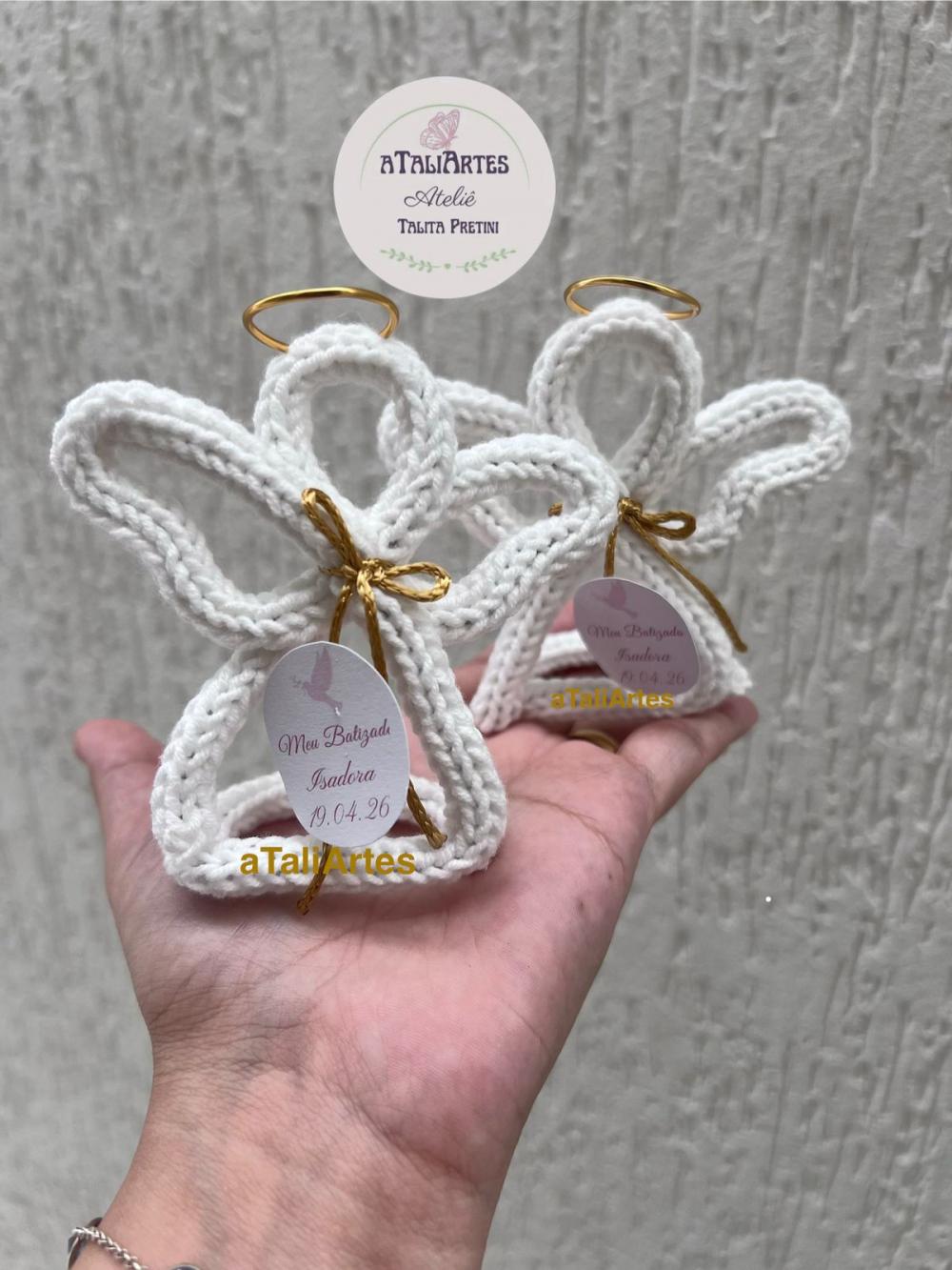 10 unidades Anjinho de tricotin personalizado Lembrancinha batiza