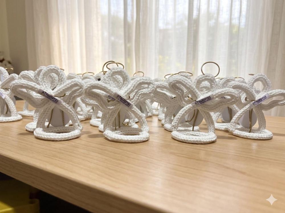 10 unidades Anjinho de tricotin personalizado Lembrancinha batiza