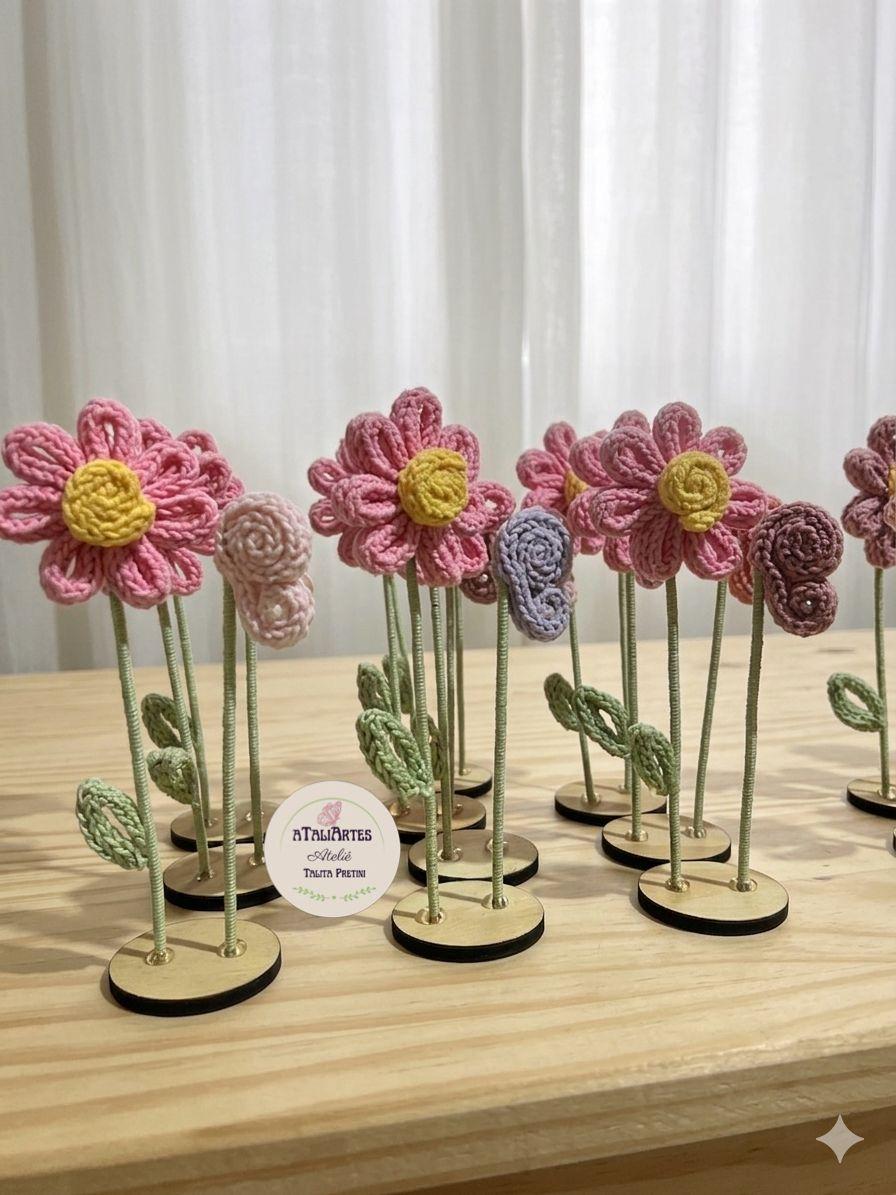 20 unidades Lembrancinha Jardim encantado personalizado em tricot