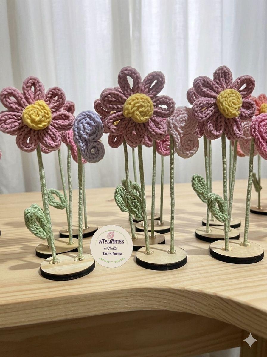 20 unidades Lembrancinha Jardim encantado personalizado em tricot