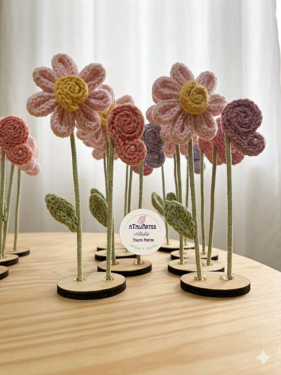 20 unidades Lembrancinha Jardim encantado personalizado em tricot