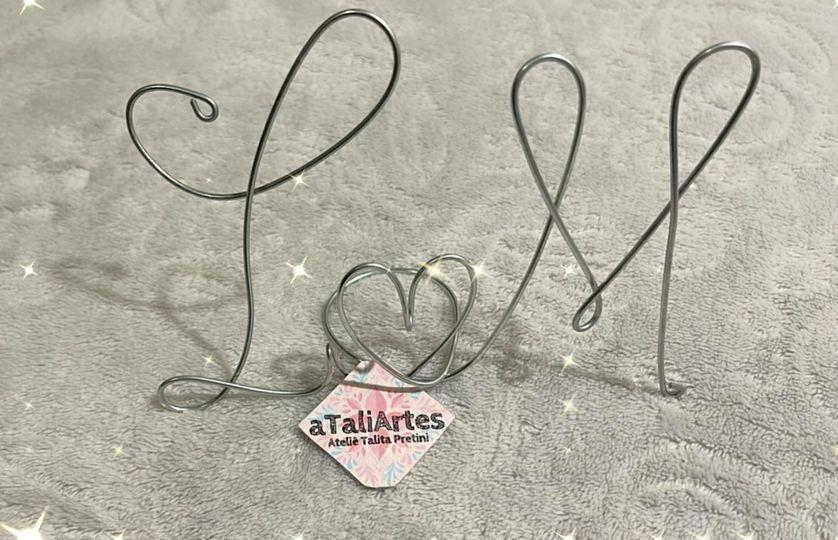 Topo de bolo de casamento Letras de arame - Prata