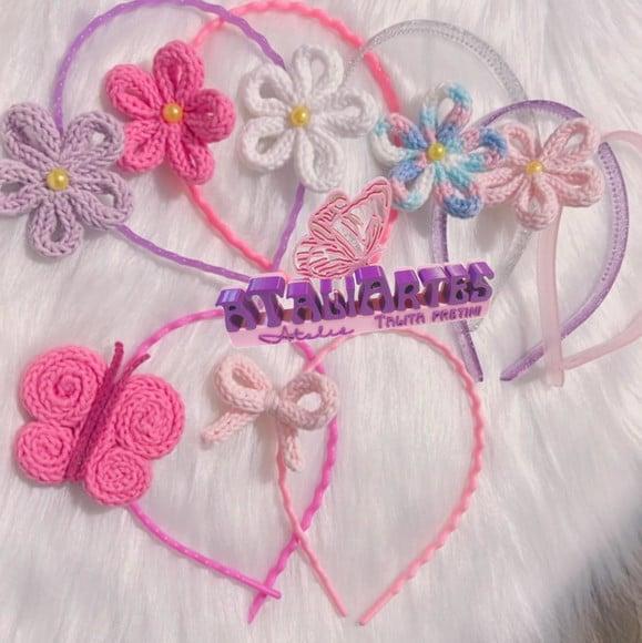 02 Unidades Tiara Personalizada com Laço em Tricotin