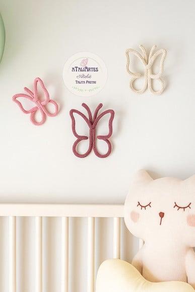 03 Unidades Borboleta Decorativa Personalizada em Tricotin