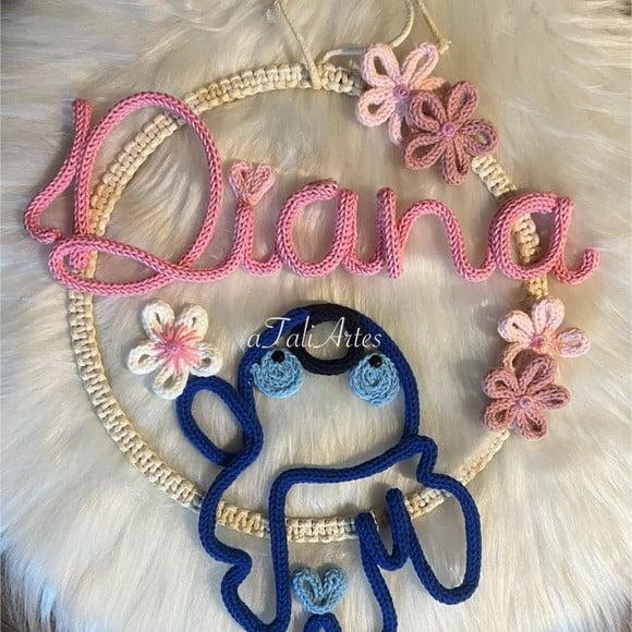Guirlanda Stitch Personalizado Macramê com Tricotin
