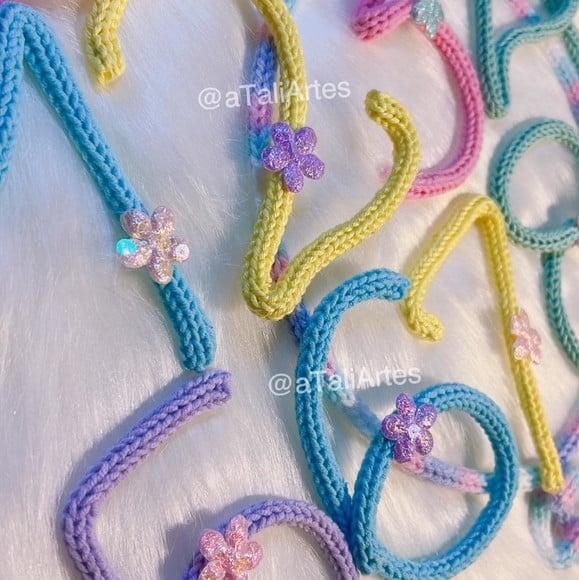 Kit Mêsversário Menina Flores em Tricotin com Nome