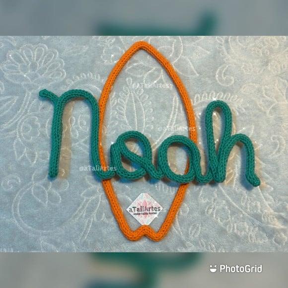 Kit Mêsversário Praia/Surf em Tricotin com Nome personalizado