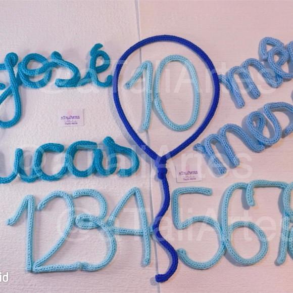 Kit Mêsversário Simples em Tricotin com Dois Nomes