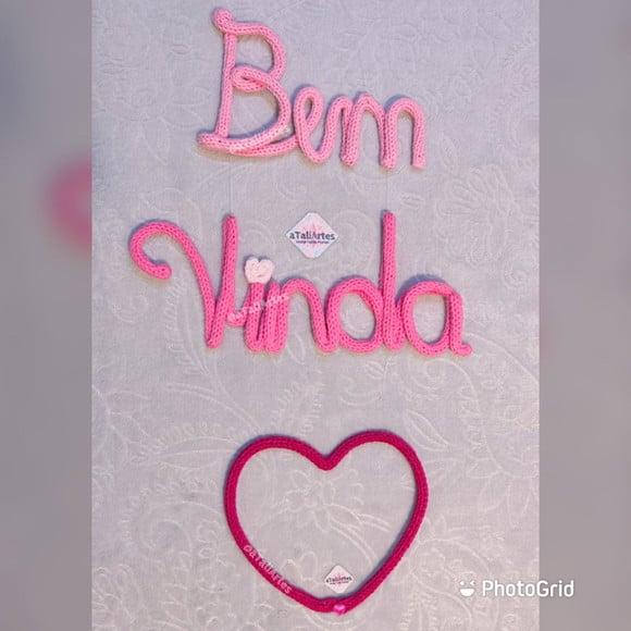 Bem Vinda (o) decorativo personalizado em Tricotin