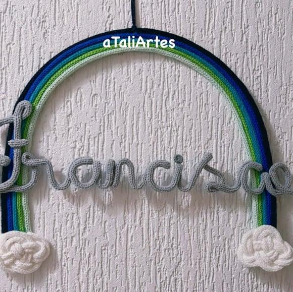Porta Maternidade Arco-íris Menino Tricotin Personalizado
